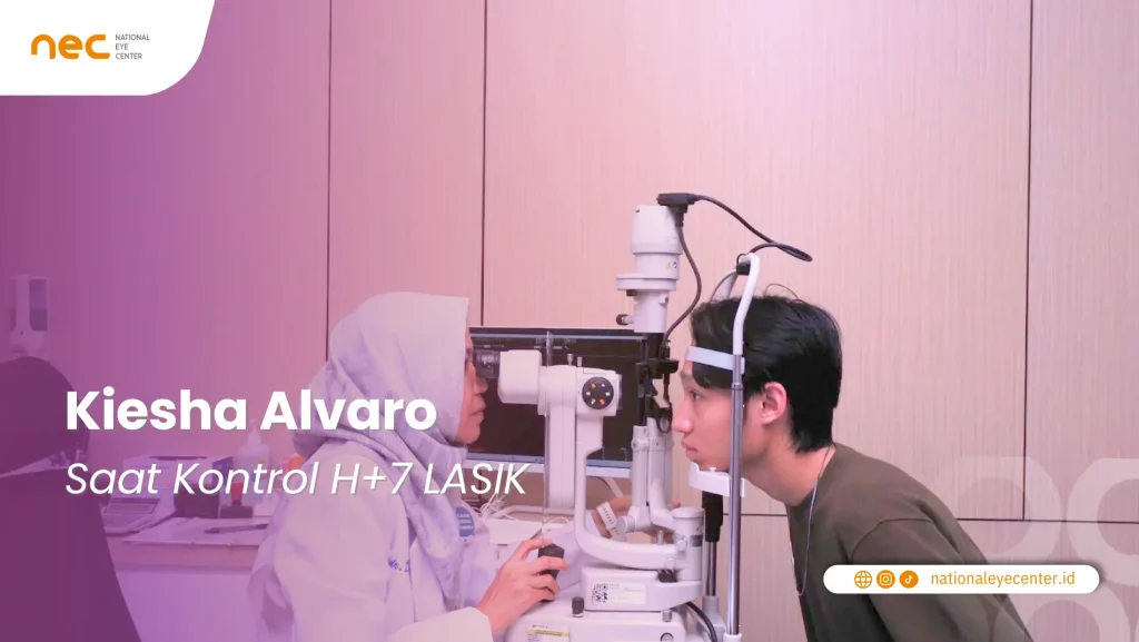 Kiesha Alvaro saat melakukan pemeriksaan dan kontrol H+7 LASIK