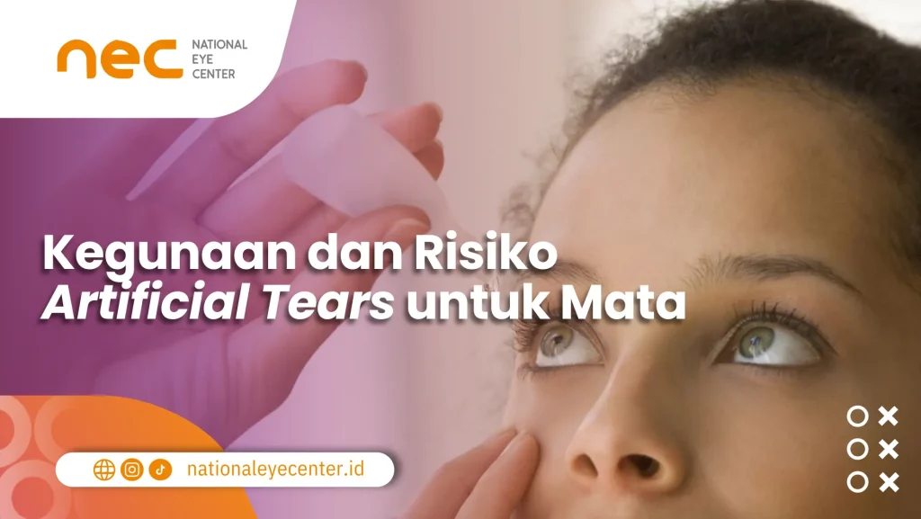 Seseorang sedang meneteskan artificial tears ke matanya.